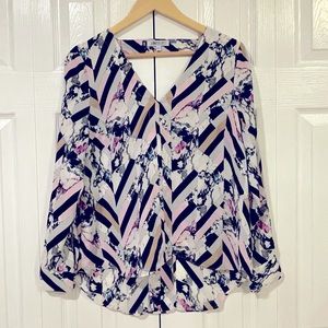 NWT. Jennifer Lopez Multi Color V-Neck Blouse